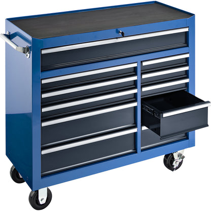 Workshop trolley, HxWxD 1007 x 1067 x 458 mm, 11 drawers, blue.