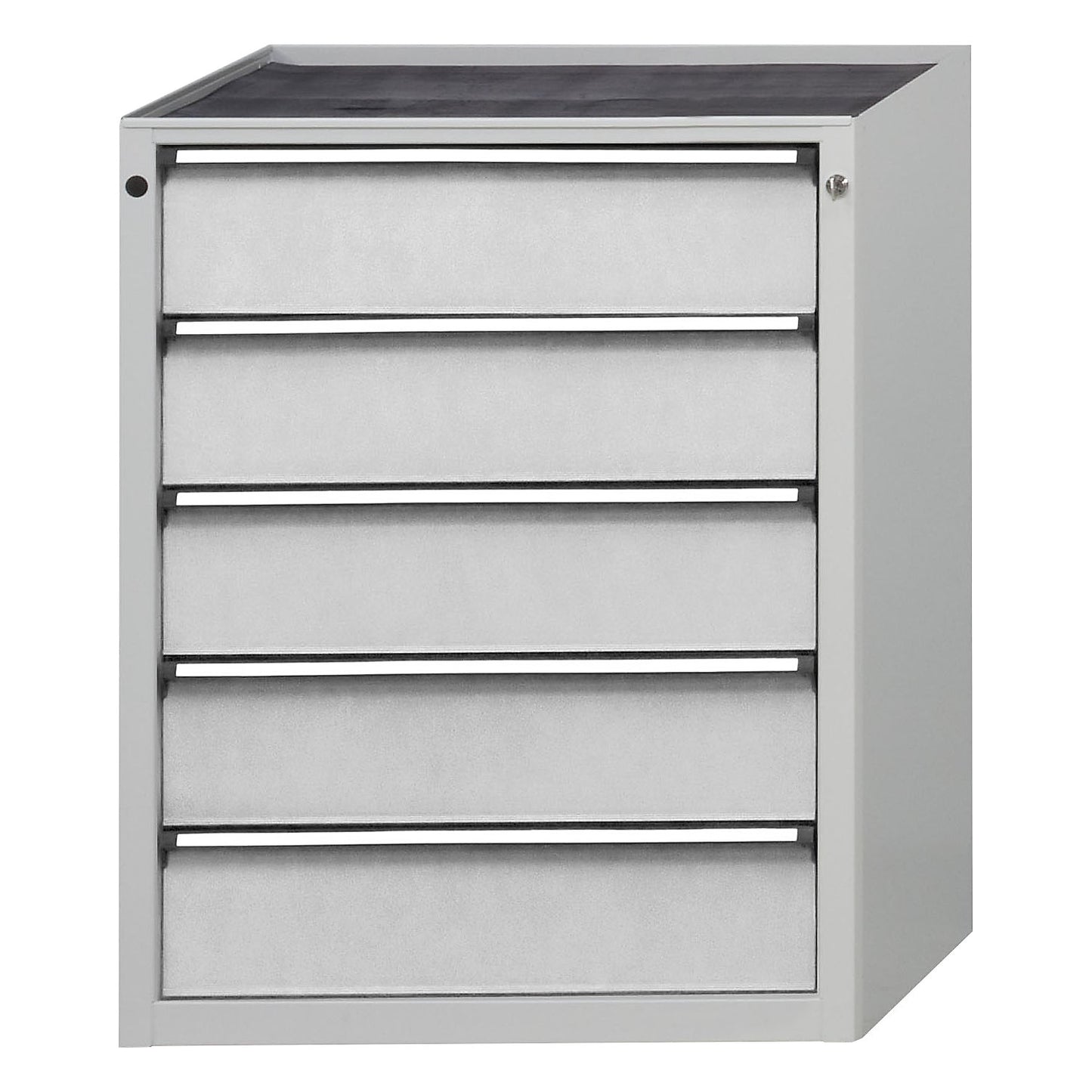 Drawer cupboard, WxD 760 x 675 mm, max. drawer load 200 kg, 5 drawers, height 980 mm, front in light grey.