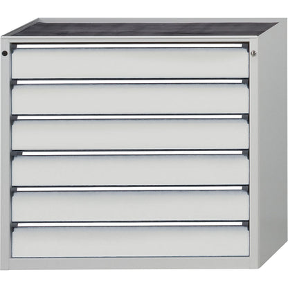 Drawer cupboard, WxD 1060 x 675 mm, max. drawer load 200 kg, 6 drawers, height 980 mm, front in light grey.