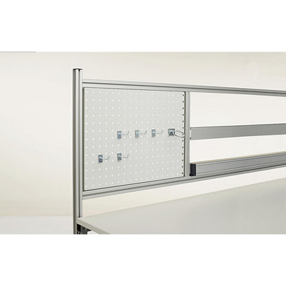 Perforated panel, height 500 mm, light grey, width 968 mm.