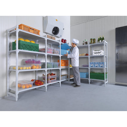 PREMIUM plastic boltless shelving unit system, shelf WxD 600 x 500 mm, extension shelf unit, width 635 mm, smooth base.