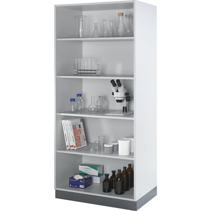 Laboratory shelf unit, height 2000 mm, width 1200 mm.