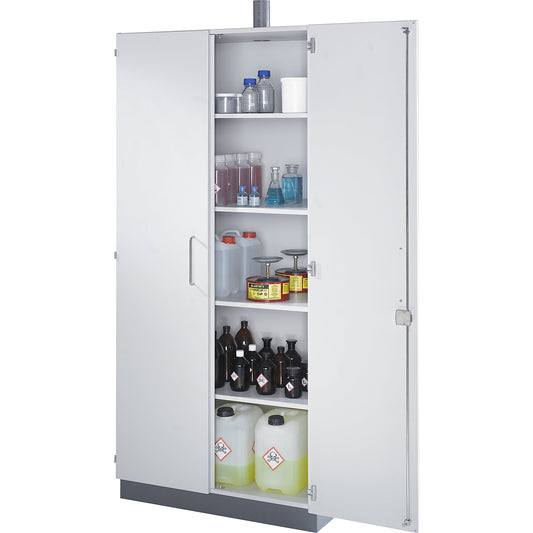 Laboratory chemical storage cupboard, with ventilation connection, width 600 mm.