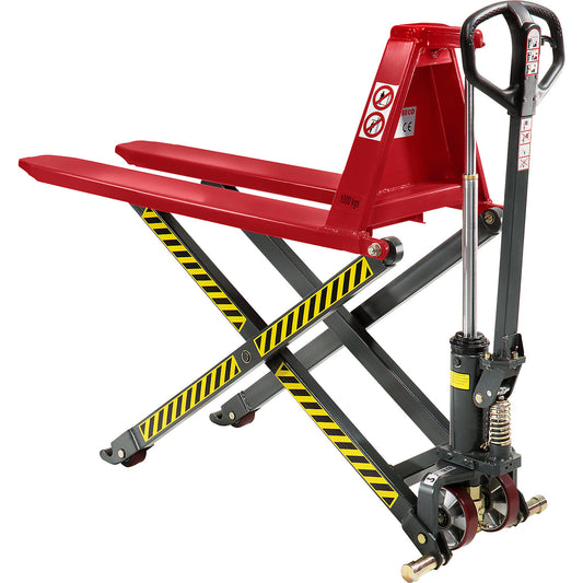 High-lift pallet truck, manual hydraulics, fork length 1140 mm, max. load 1000 kg.