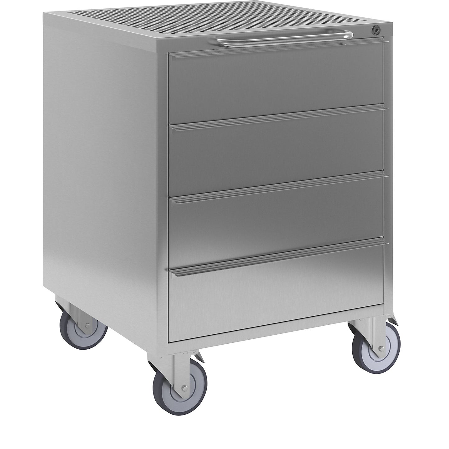 Cleanroom mobile cupboard, made of stainless steel, HxWxD 810 x 600 x 600 mm.