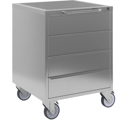 Cleanroom mobile cupboard, made of stainless steel, HxWxD 810 x 600 x 600 mm.