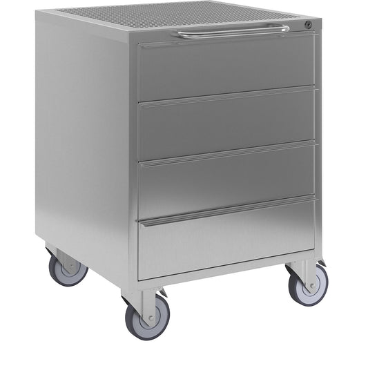 Cleanroom mobile cupboard, made of stainless steel, HxWxD 810 x 600 x 600 mm.