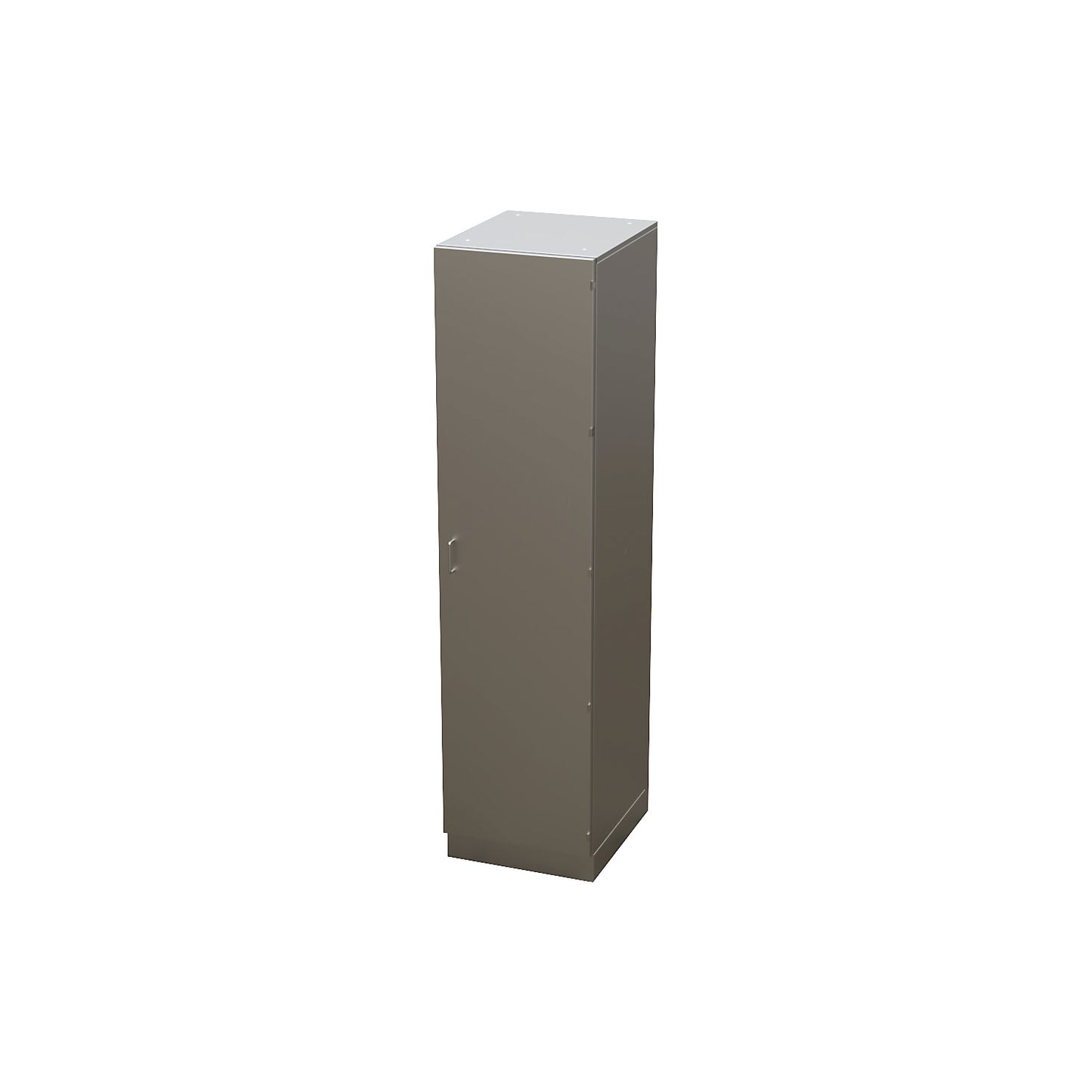 Cleanroom full height cupboard made of stainless steel, 1 hinged door, width 500 mm.