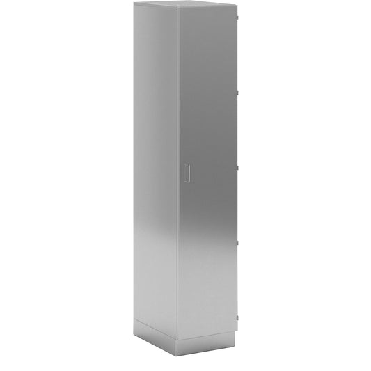 Cleanroom full height cupboard made of stainless steel, 1 hinged door, width 400 mm.