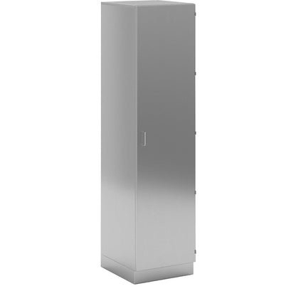 Cleanroom full height cupboard made of stainless steel, 1 hinged door, width 500 mm.