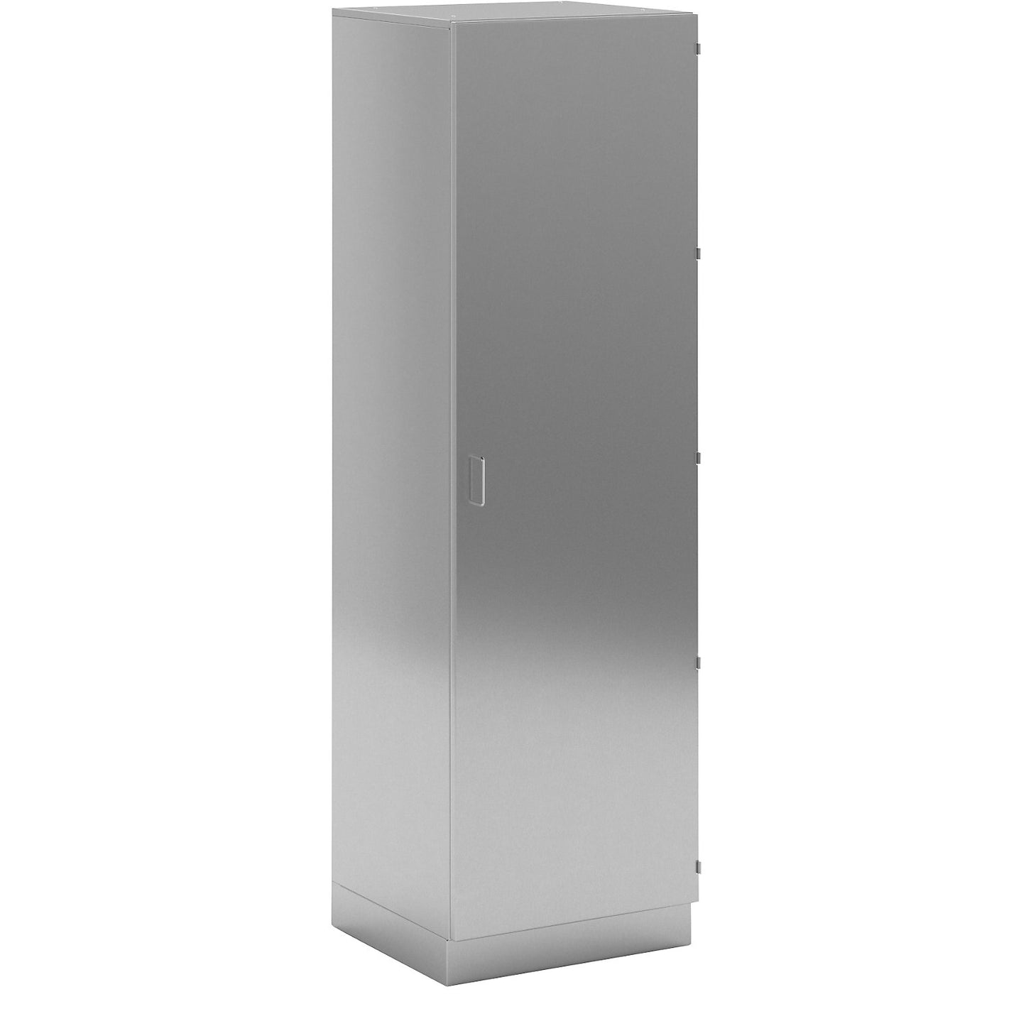 Cleanroom full height cupboard made of stainless steel, 1 hinged door, width 600 mm.
