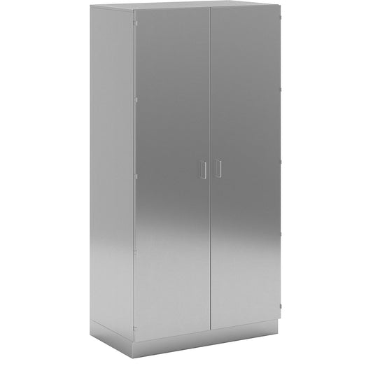Cleanroom full height cupboard made of stainless steel, 2 hinged door, width 1000 mm.