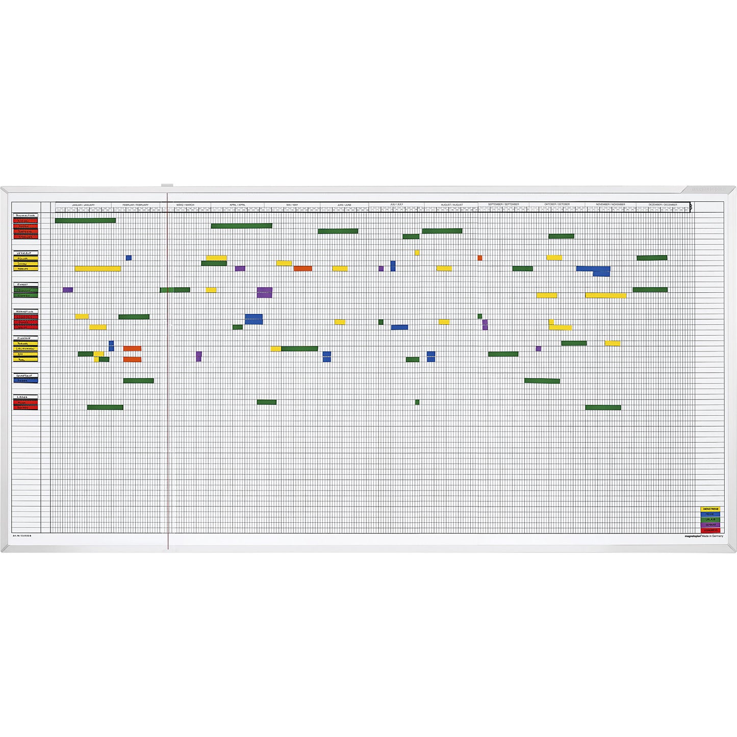 Yearly planner set, 5-day week, for 80 employees.