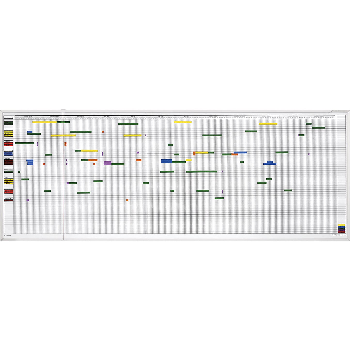 Yearly planner set, 7-day week, for 45 employees.