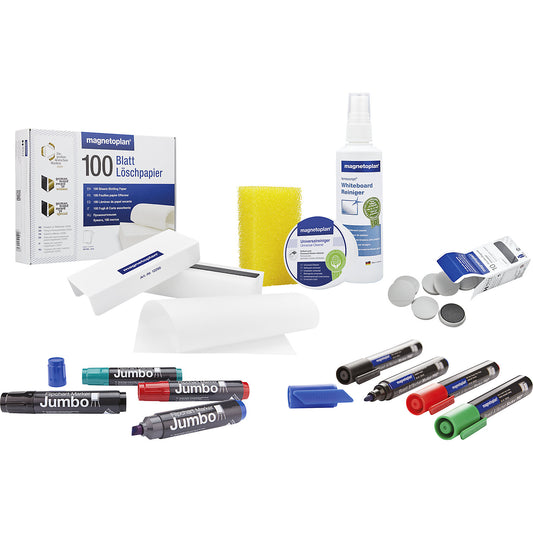 Accessory set, for flip charts, markers, erasers, magnets, board cleaner.