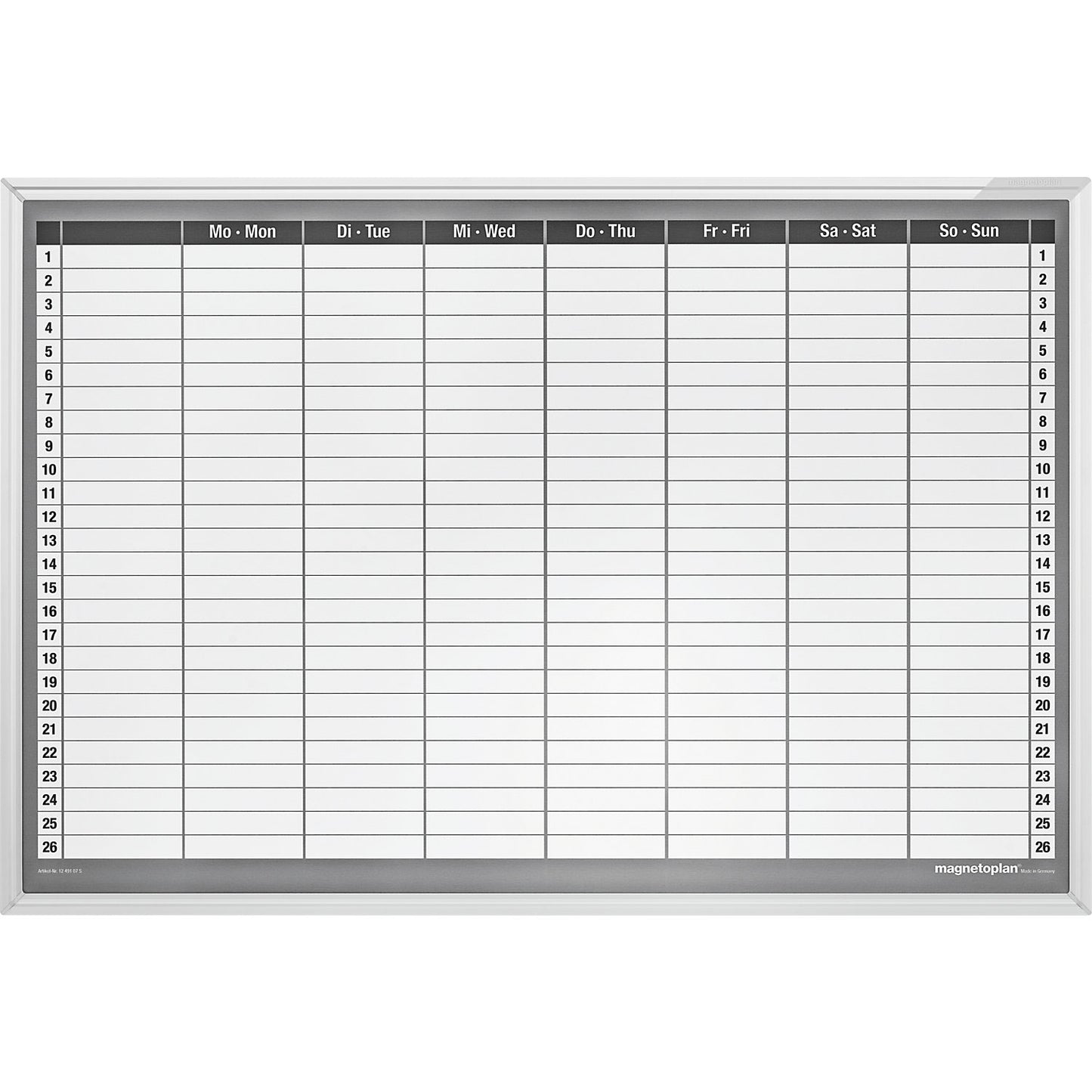 Weekly planner set, 7-day week, WxH 920 x 625 mm.