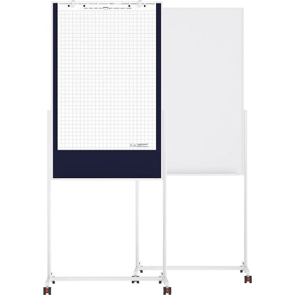 Universal board, board size 750 x 1200 mm, whiteboard / blue felt.
