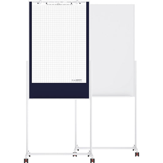 Universal board, board size 750 x 1200 mm, whiteboard / blue felt.