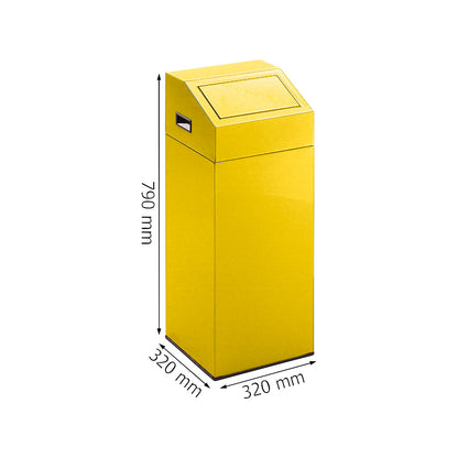 Recyclable waste collector, self extinguishing, capacity 45 l, WxHxD 320 x 790 x 320 mm, traffic yellow.