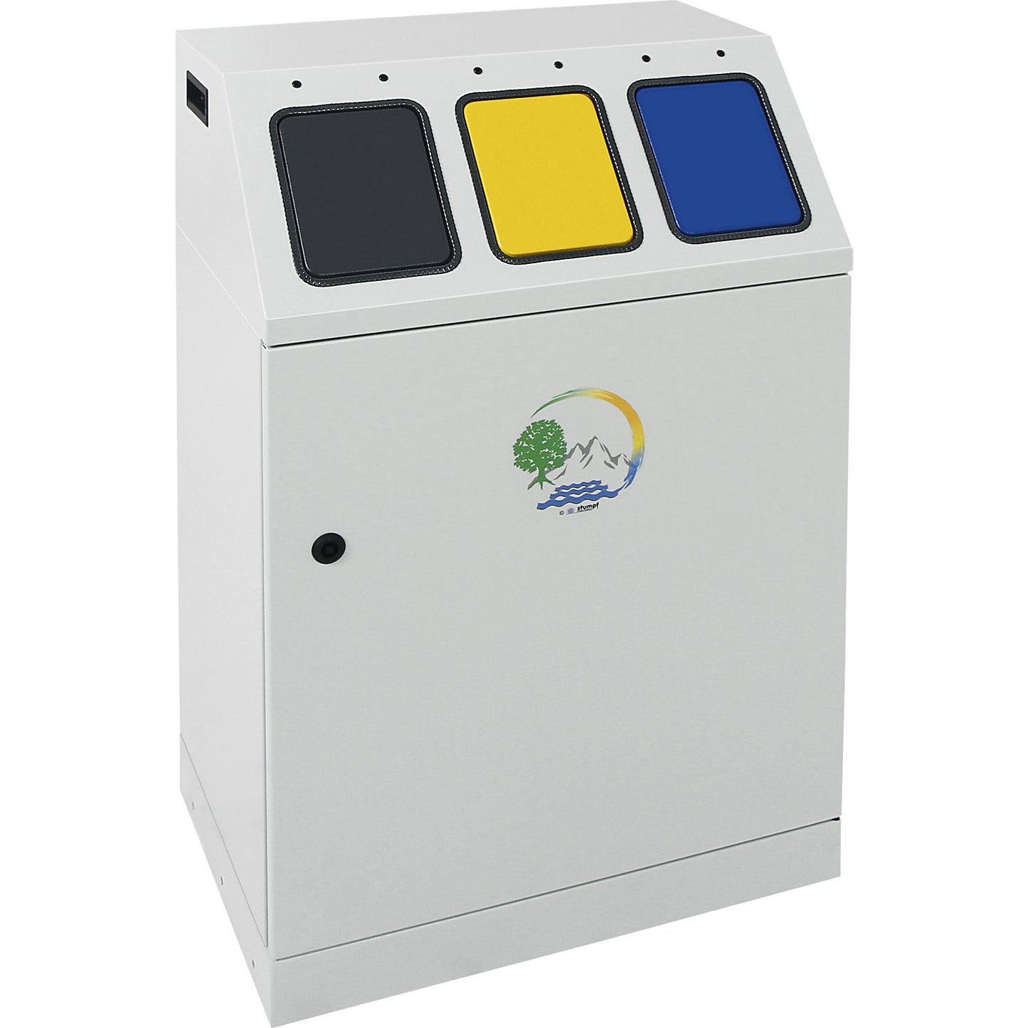 Recyclable waste collector, steel, capacity 3 x 30 l, TRIPLEX, 3 inner containers.