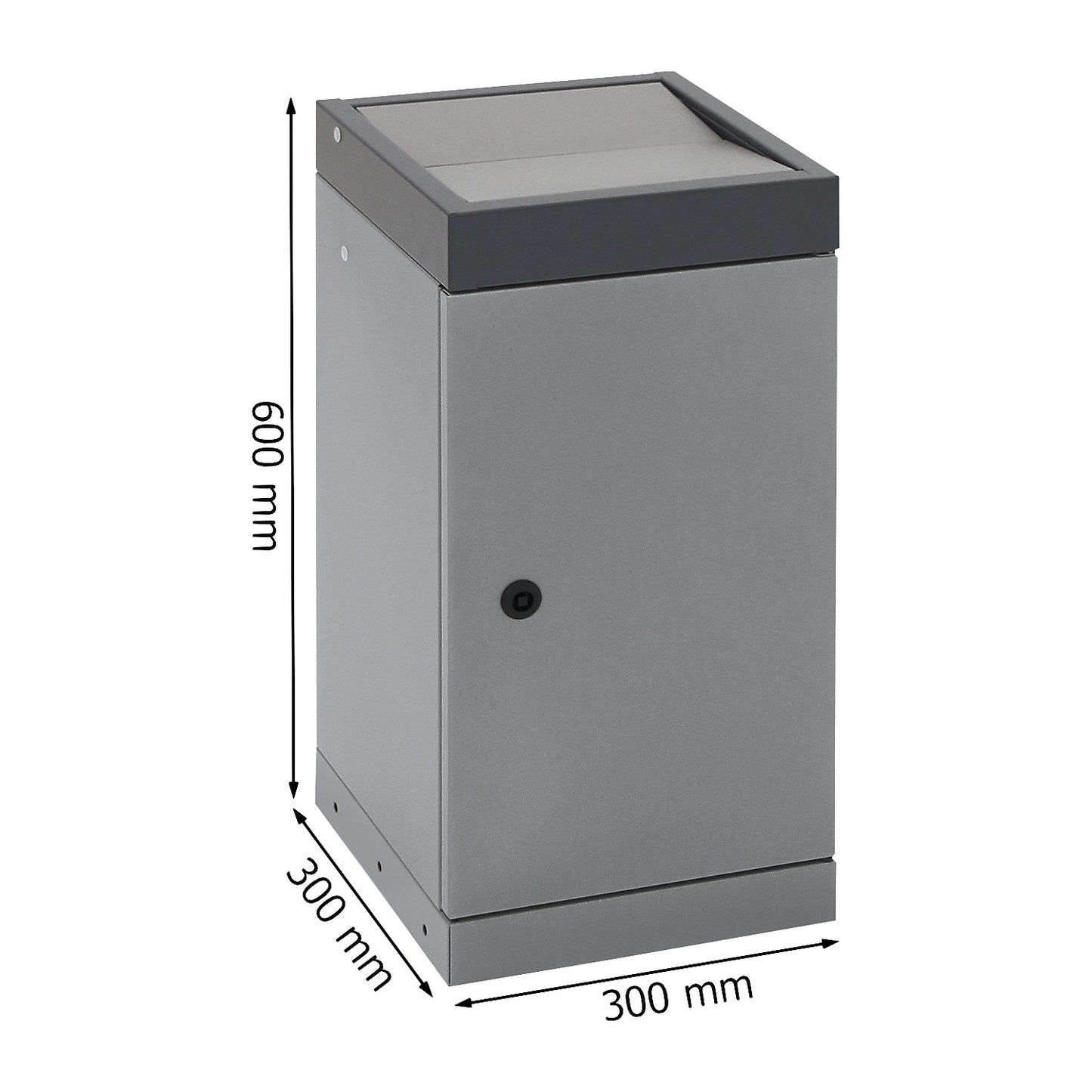 Recyclable waste collector with hinged door, individual unit, capacity 30 l, grey lid.