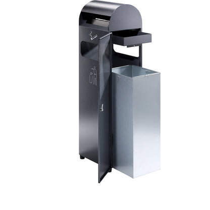 Combination ashtray, capacity 29 l, WxHxD 300 x 990 x 250 mm, charcoal.