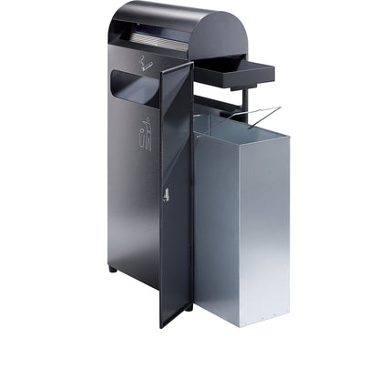 Combination ashtray, capacity 48 l, WxHxD 480 x 990 x 250 mm, charcoal.