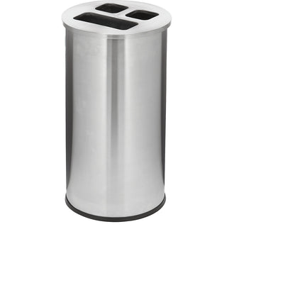 Rubbish bin with 3-compartment sorting, capacity 60 l, height 670 mm, stainless steel.