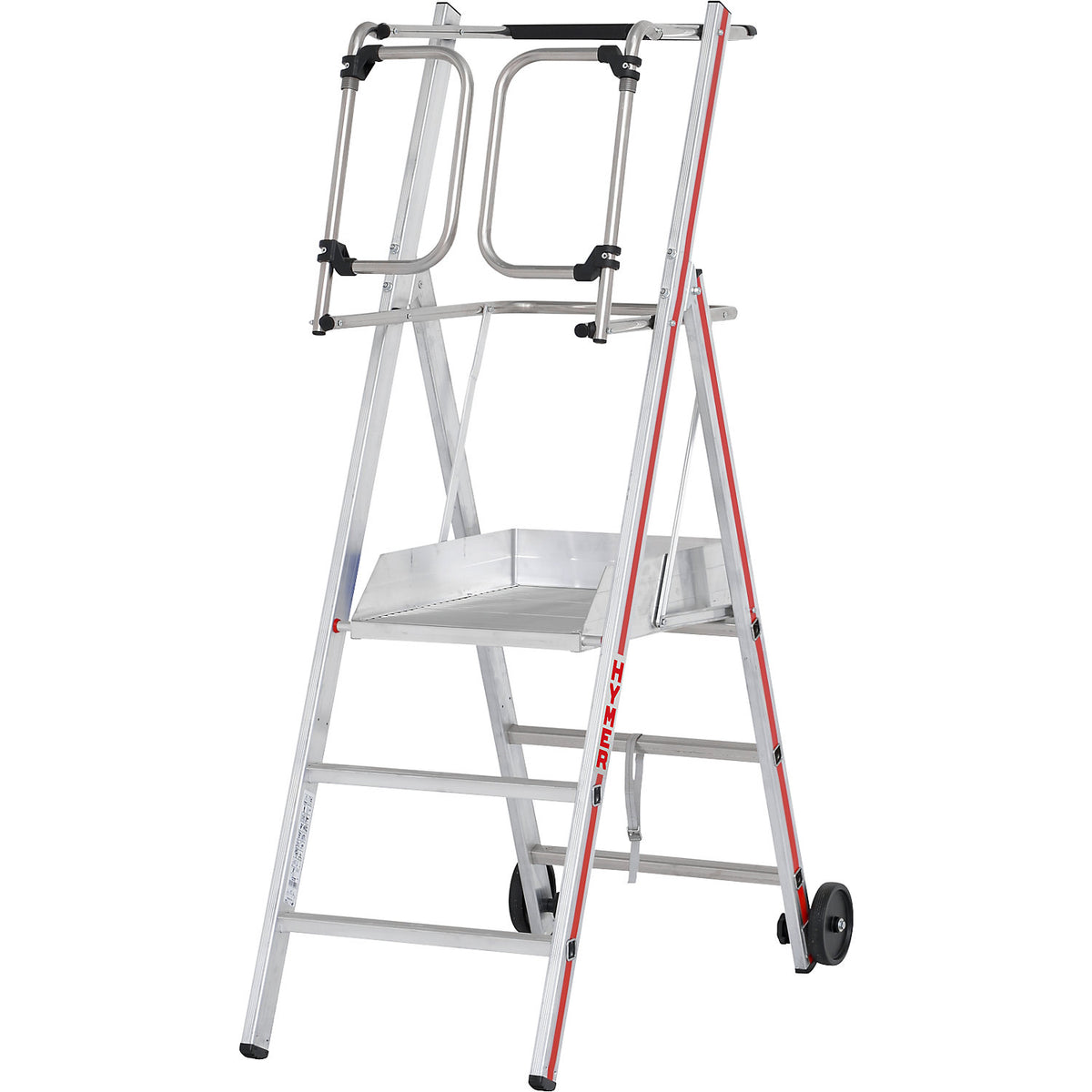 Aluminium folding safety steps, standard model, 3 rungs incl. platform.