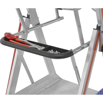 Aluminium folding safety steps, standard model, 6 rungs incl. platform.