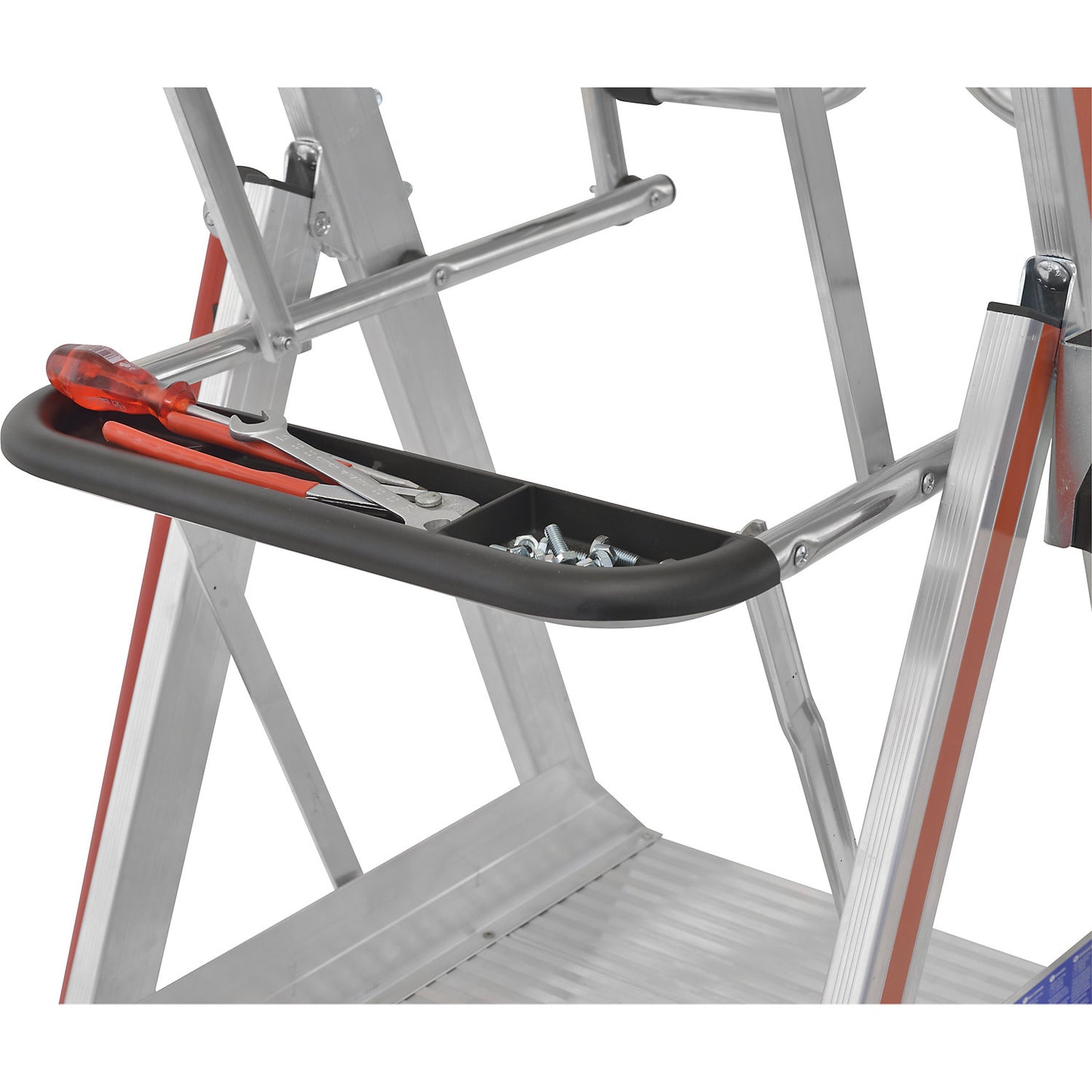 Aluminium folding safety steps, standard model, 4 rungs incl. platform.