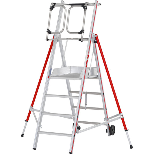 Aluminium folding safety steps, standard model, 4 rungs incl. platform.