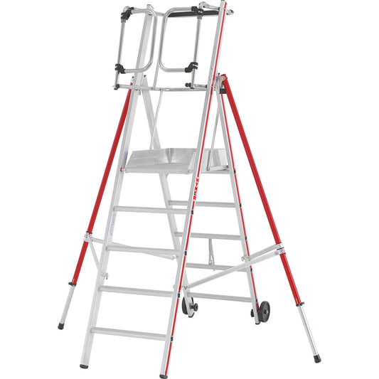 Aluminium folding safety steps, standard model, 5 rungs incl. platform.
