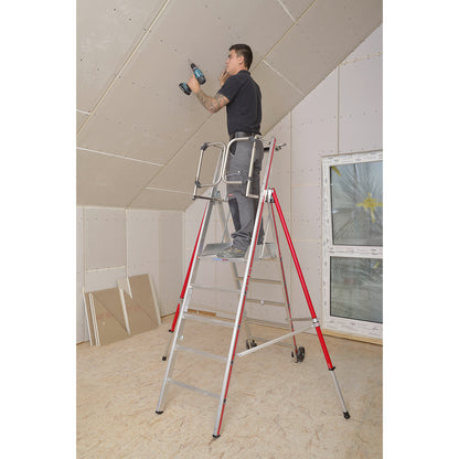 Aluminium folding safety steps, standard model, 5 rungs incl. platform.