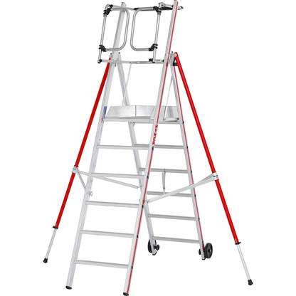 Aluminium folding safety steps, standard model, 6 rungs incl. platform.
