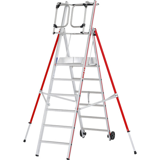 Aluminium folding safety steps, standard model, 6 rungs incl. platform.