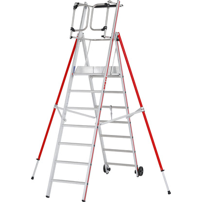 Aluminium folding safety steps, standard model, 7 rungs incl. platform.