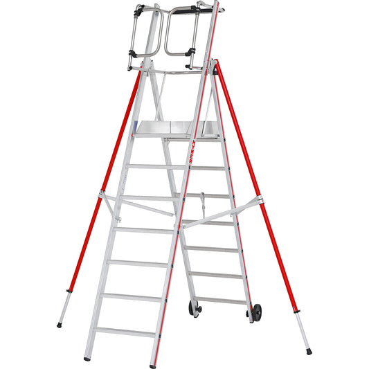 Aluminium folding safety steps, standard model, 7 rungs incl. platform.