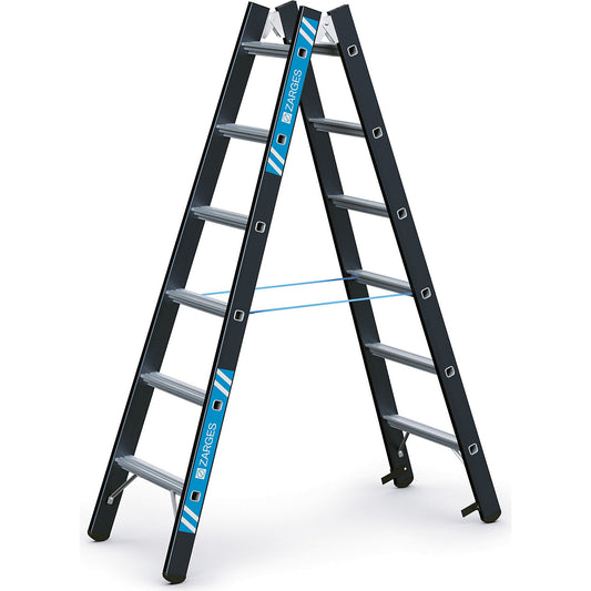 Heavy duty step ladder, double sided, 2 x 6 rungs.