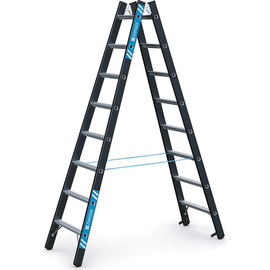 Heavy duty step ladder, double sided, 2 x 8 rungs.