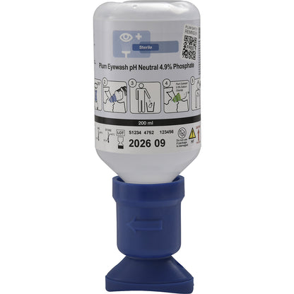 Eye wash bottle pH-neutral, pack of 3 x 200 ml bottles, with eye cup.