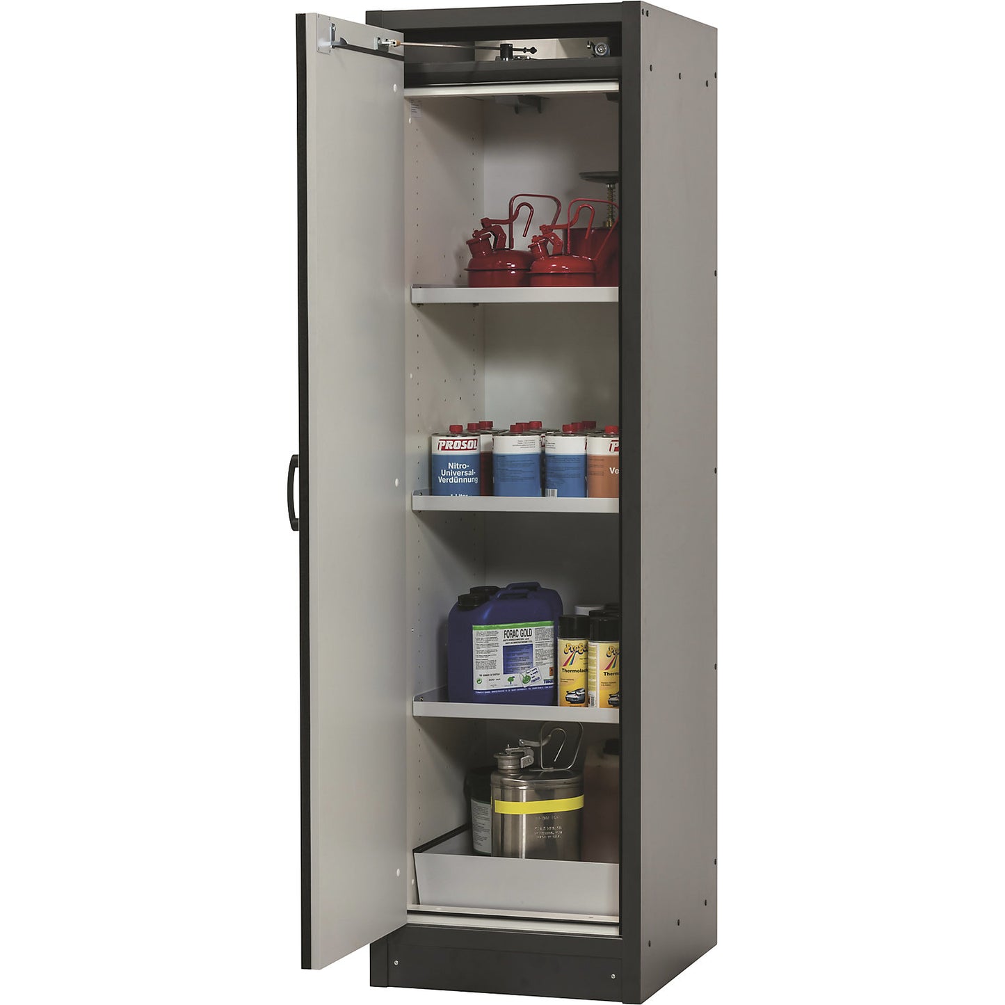 Fire resistant hazardous goods cupboard, type 30, 1-door, width 564 mm, gold yellow.