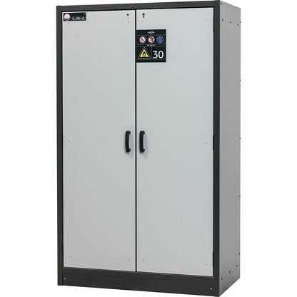 Fire resistant hazardous goods cupboard, type 30, 2-door, width 1164 mm, light grey.
