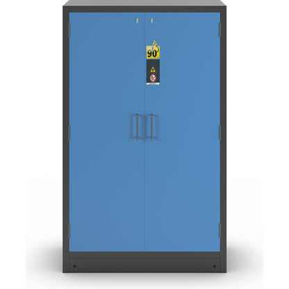 Fire resistant hazardous goods storage cupboard type 90, 2 doors, 3 shelves, light blue doors.
