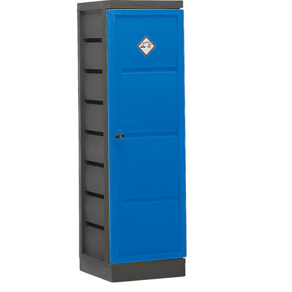 Environmental cupboard made of PE, 1-door, stainless steel shelves.