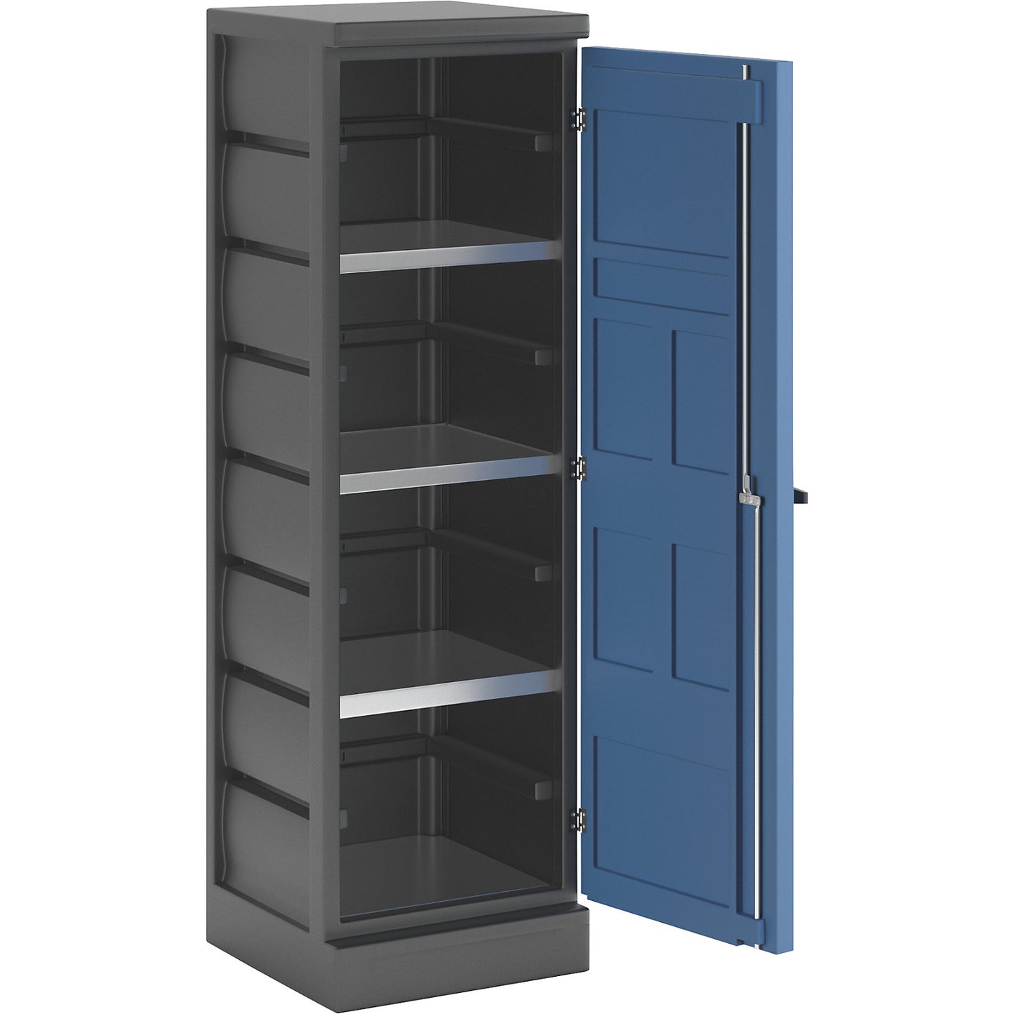 Environmental cupboard made of PE, 1-door, zinc plated shelves.