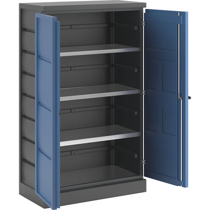 Environmental cupboard made of PE, 2-door, stainless steel shelves.