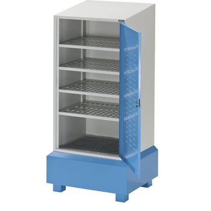 Drum and small container hazardous goods storage, 1-door, with sloping roof.