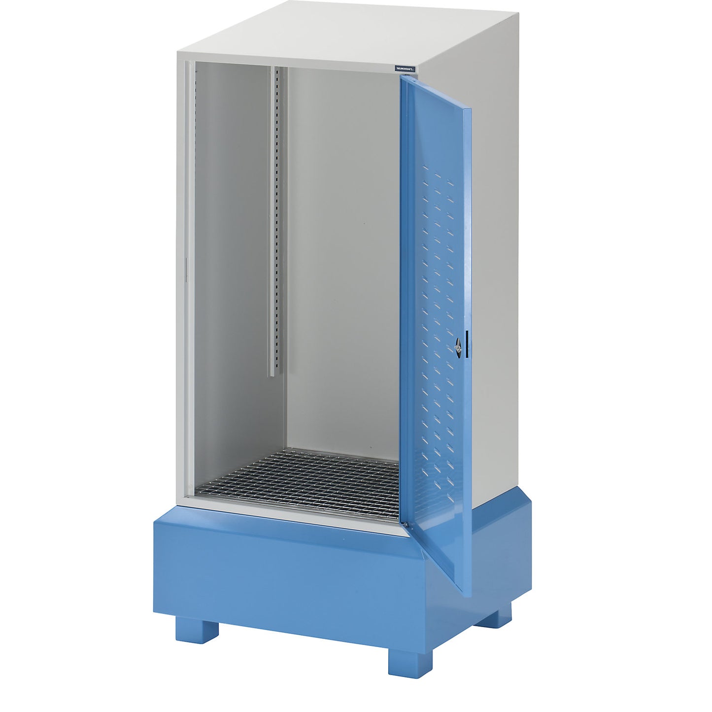 Drum and small container hazardous goods storage, 1-door, with sloping roof.