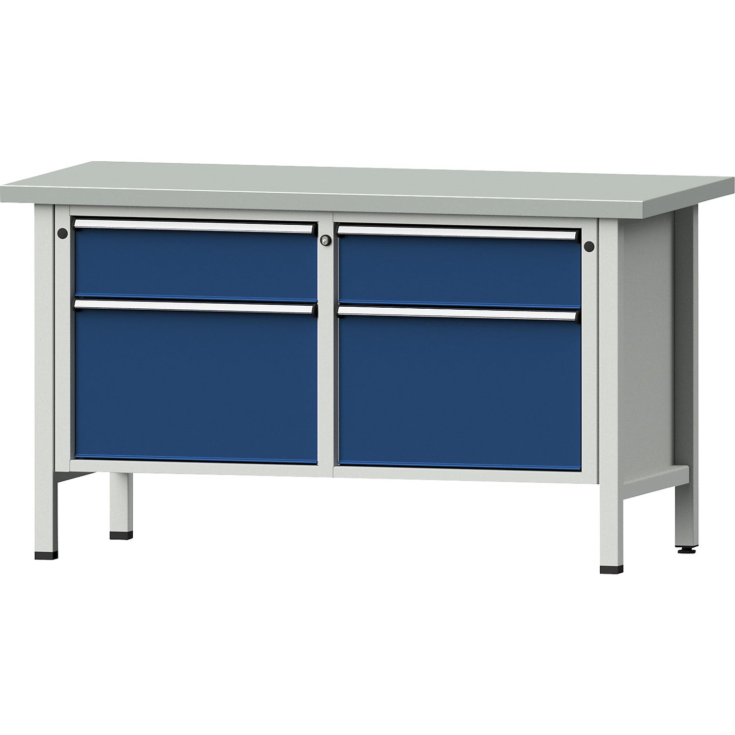 Workbench, Series V frame construction, 2 drawers 180 mm, 2 drawers 360 mm, sheet steel covering, full extension.